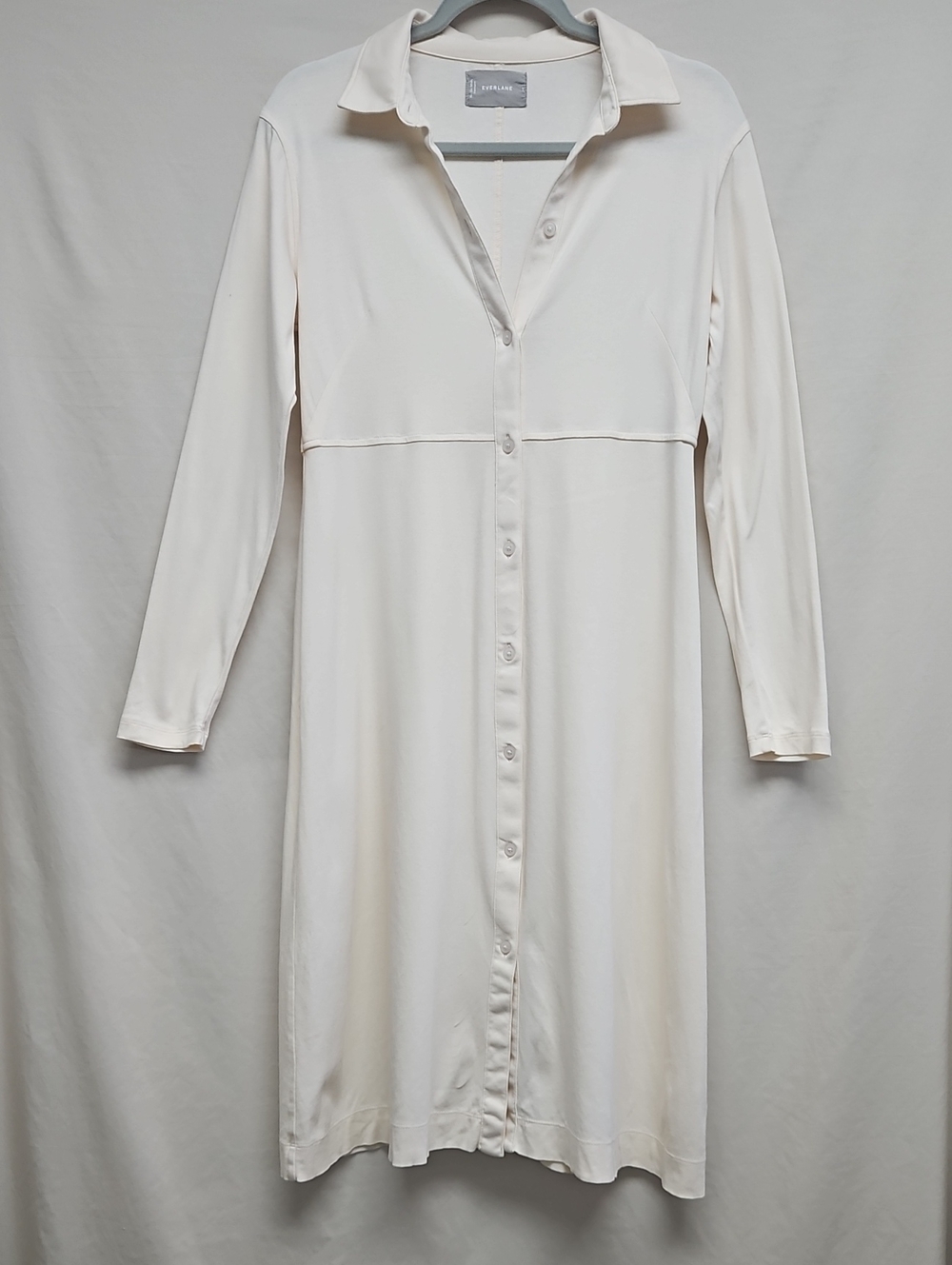 Everlane Cream Shirt Dress Small Cotton Minimalist Quiet Luxury